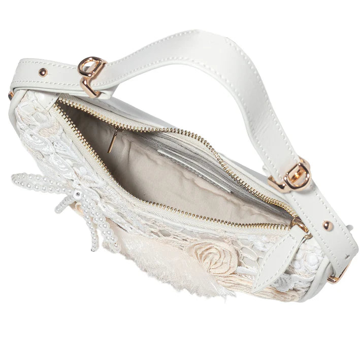 Rosette Lace One-Shoulder Crossbody Bag