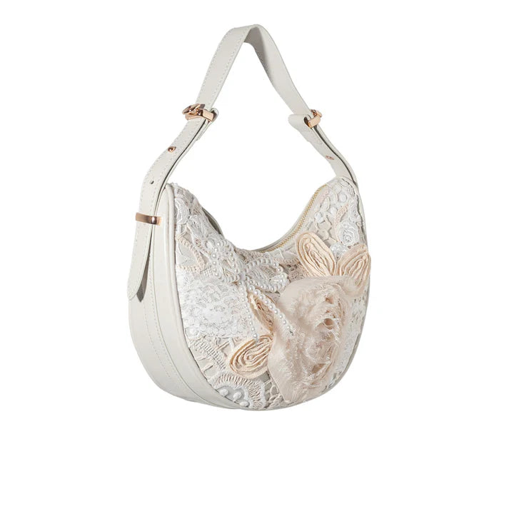 Rosette Lace One-Shoulder Crossbody Bag