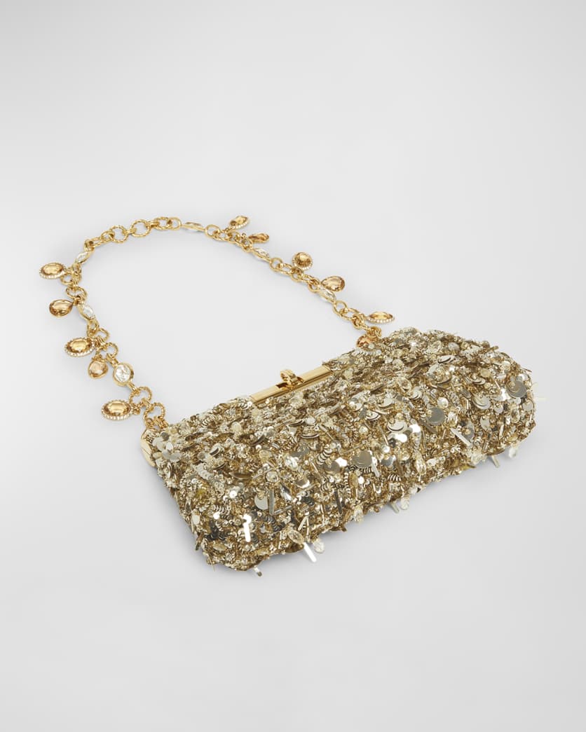 Gold sequin clasp clutch