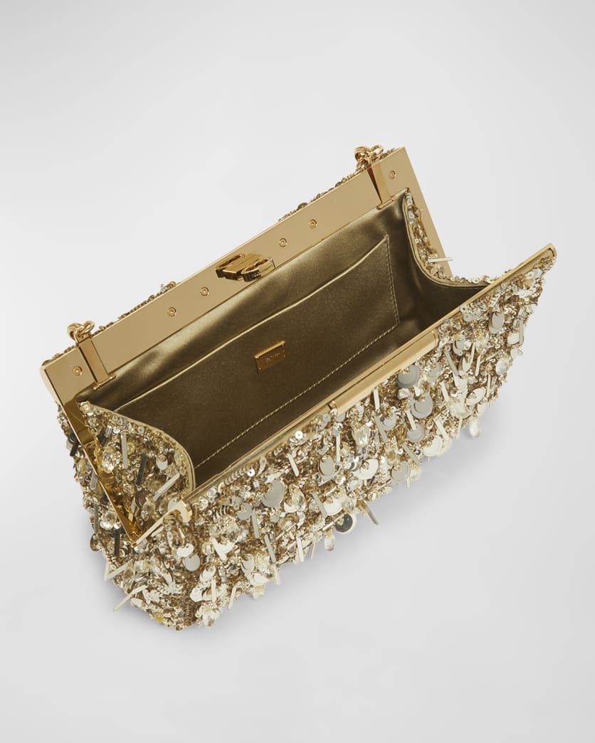 Gold sequin clasp clutch
